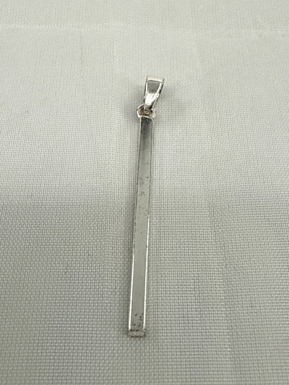 Silver Tone Vertical Minimalist Bar Pendant Sleek Edgy Indie Grunge